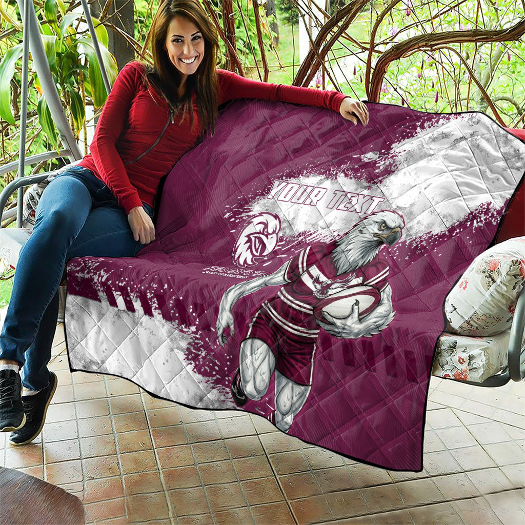 Personalised Manly Warringah Sea Eagles Rugby Quilt MAN Mascot - Sporty Splash Art Style