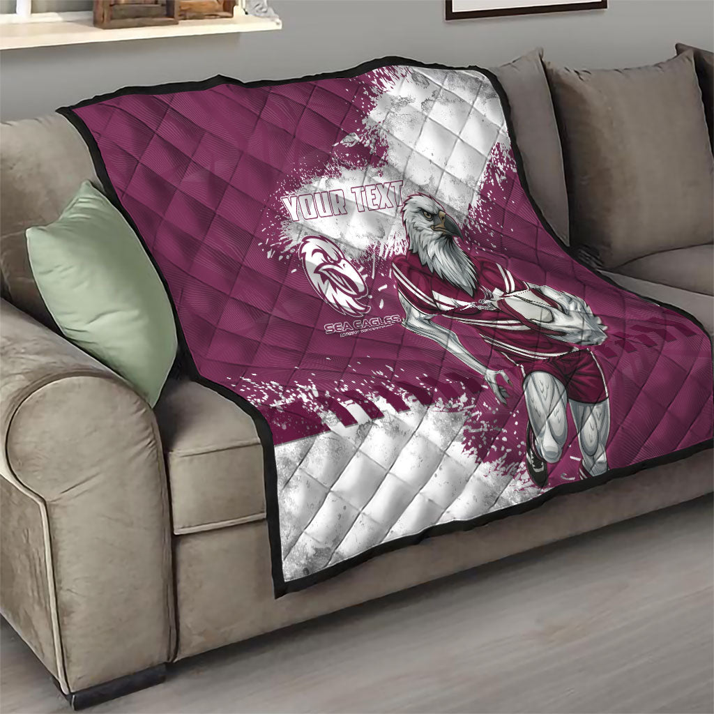 Personalised Manly Warringah Sea Eagles Rugby Quilt MAN Mascot - Sporty Splash Art Style