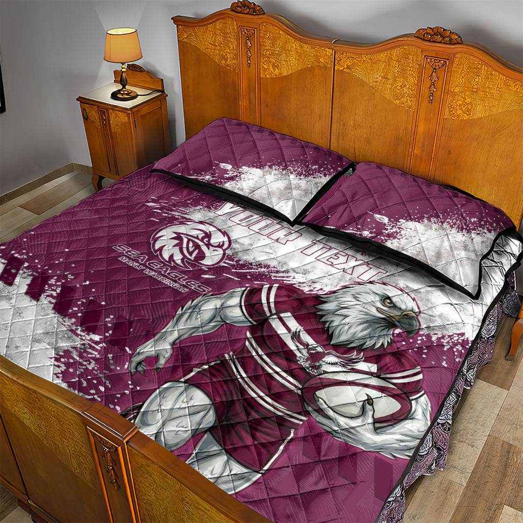 Personalised Manly Warringah Sea Eagles Rugby Quilt Bed Set MAN Mascot - Sporty Splash Art Style
