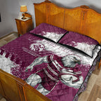 Personalised Manly Warringah Sea Eagles Rugby Quilt Bed Set MAN Mascot - Sporty Splash Art Style