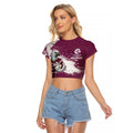 Personalised Manly Warringah Sea Eagles Rugby Raglan Cropped T Shirt MAN Mascot - Sporty Splash Art Style
