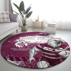 Personalised Manly Warringah Sea Eagles Rugby Round Carpet MAN Mascot - Sporty Splash Art Style