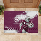 Personalised Manly Warringah Sea Eagles Rugby Rubber Doormat MAN Mascot - Sporty Splash Art Style