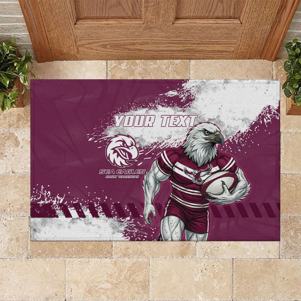 Personalised Manly Warringah Sea Eagles Rugby Rubber Doormat MAN Mascot - Sporty Splash Art Style