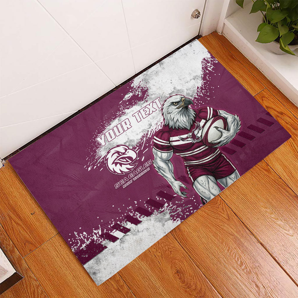 Personalised Manly Warringah Sea Eagles Rugby Rubber Doormat MAN Mascot - Sporty Splash Art Style
