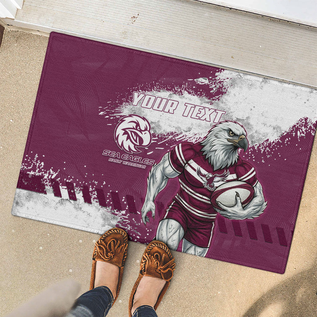 Personalised Manly Warringah Sea Eagles Rugby Rubber Doormat MAN Mascot - Sporty Splash Art Style