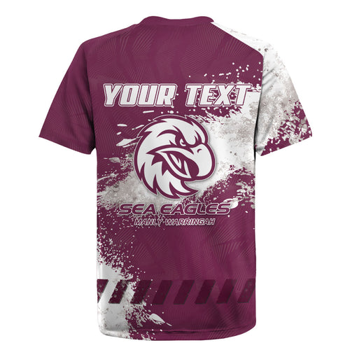 Personalised Manly Warringah Sea Eagles Rugby Rugby Jersey MAN Mascot - Sporty Splash Art Style
