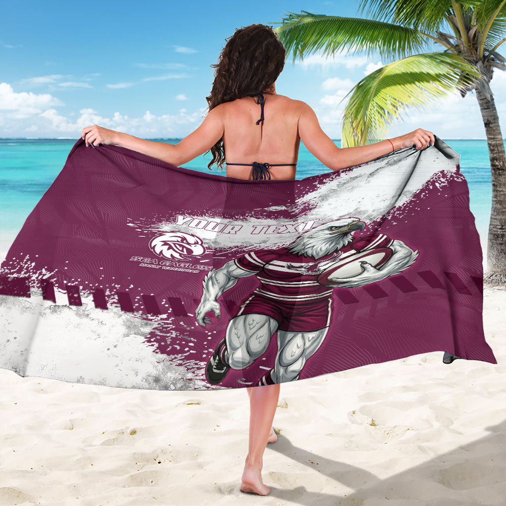 Personalised Manly Warringah Sea Eagles Rugby Sarong MAN Mascot - Sporty Splash Art Style
