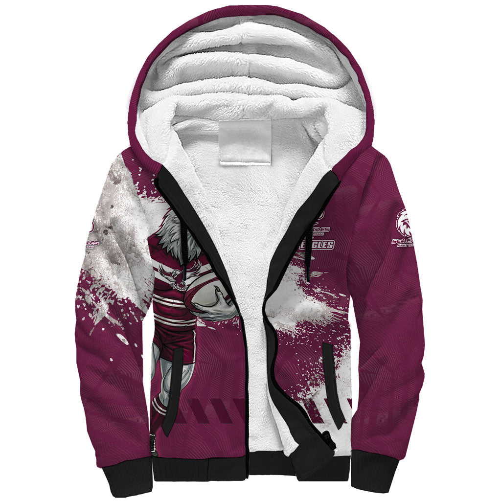 Personalised Manly Warringah Sea Eagles Rugby Sherpa Hoodie MAN Mascot - Sporty Splash Art Style