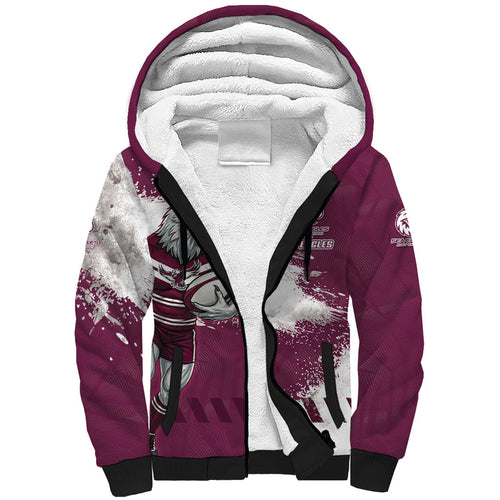 Personalised Manly Warringah Sea Eagles Rugby Sherpa Hoodie MAN Mascot - Sporty Splash Art Style