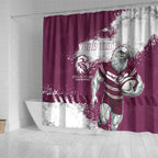 Personalised Manly Warringah Sea Eagles Rugby Shower Curtain MAN Mascot - Sporty Splash Art Style