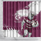 Personalised Manly Warringah Sea Eagles Rugby Shower Curtain MAN Mascot - Sporty Splash Art Style