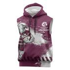 Personalised Manly Warringah Sea Eagles Rugby Sleeveless Hoodie MAN Mascot - Sporty Splash Art Style