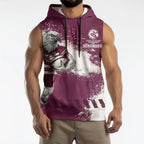 Personalised Manly Warringah Sea Eagles Rugby Sleeveless Hoodie MAN Mascot - Sporty Splash Art Style