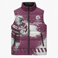 Personalised Manly Warringah Sea Eagles Rugby Sleeveless Puffer Jacket MAN Mascot - Sporty Splash Art Style