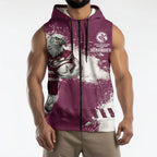 Personalised Manly Warringah Sea Eagles Rugby Sleeveless Zip Hoodie MAN Mascot - Sporty Splash Art Style