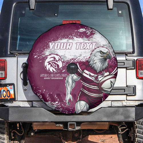 Personalised Manly Warringah Sea Eagles Rugby Spare Tire Cover MAN Mascot - Sporty Splash Art Style