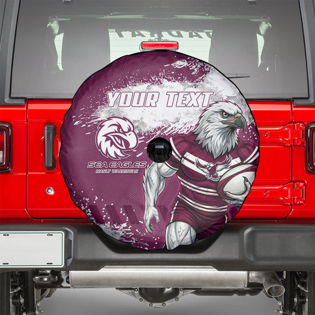 Personalised Manly Warringah Sea Eagles Rugby Spare Tire Cover MAN Mascot - Sporty Splash Art Style