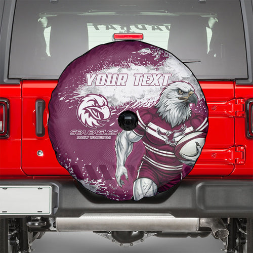 Personalised Manly Warringah Sea Eagles Rugby Spare Tire Cover MAN Mascot - Sporty Splash Art Style