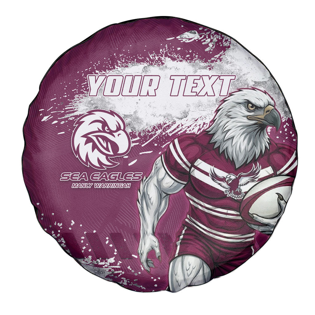 Personalised Manly Warringah Sea Eagles Rugby Spare Tire Cover MAN Mascot - Sporty Splash Art Style