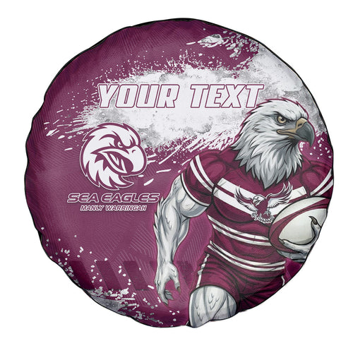 Personalised Manly Warringah Sea Eagles Rugby Spare Tire Cover MAN Mascot - Sporty Splash Art Style