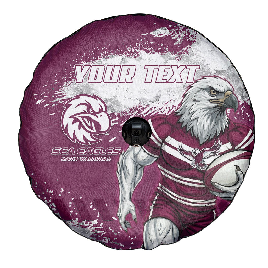 Personalised Manly Warringah Sea Eagles Rugby Spare Tire Cover MAN Mascot - Sporty Splash Art Style
