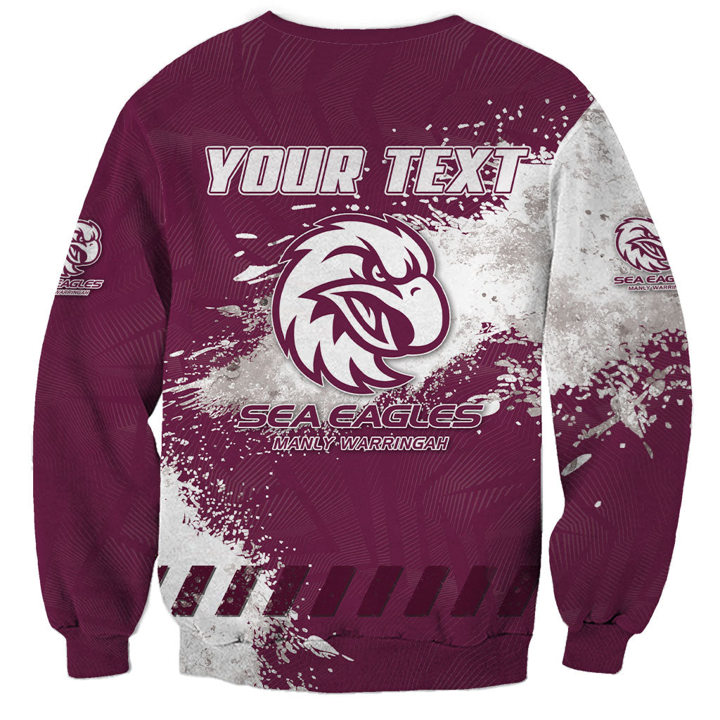 Personalised Manly Warringah Sea Eagles Rugby Sweatshirt MAN Mascot - Sporty Splash Art Style