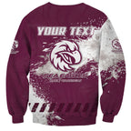 Personalised Manly Warringah Sea Eagles Rugby Sweatshirt MAN Mascot - Sporty Splash Art Style