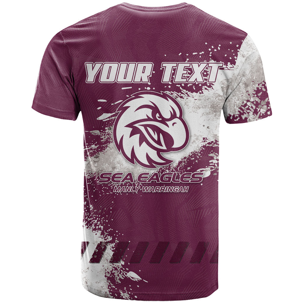 Personalised Manly Warringah Sea Eagles Rugby T Shirt MAN Mascot - Sporty Splash Art Style