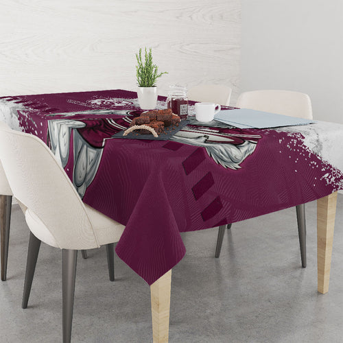 Personalised Manly Warringah Sea Eagles Rugby Tablecloth MAN Mascot - Sporty Splash Art Style