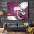 Personalised Manly Warringah Sea Eagles Rugby Tapestry MAN Mascot - Sporty Splash Art Style