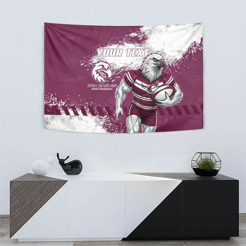 Personalised Manly Warringah Sea Eagles Rugby Tapestry MAN Mascot - Sporty Splash Art Style