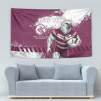 Personalised Manly Warringah Sea Eagles Rugby Tapestry MAN Mascot - Sporty Splash Art Style