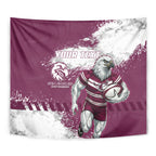 Personalised Manly Warringah Sea Eagles Rugby Tapestry MAN Mascot - Sporty Splash Art Style