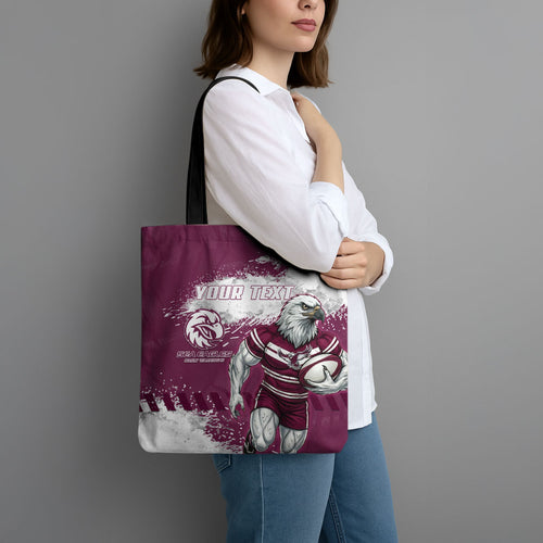 Personalised Manly Warringah Sea Eagles Rugby Tote Bag MAN Mascot - Sporty Splash Art Style