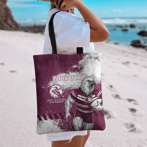 Personalised Manly Warringah Sea Eagles Rugby Tote Bag MAN Mascot - Sporty Splash Art Style