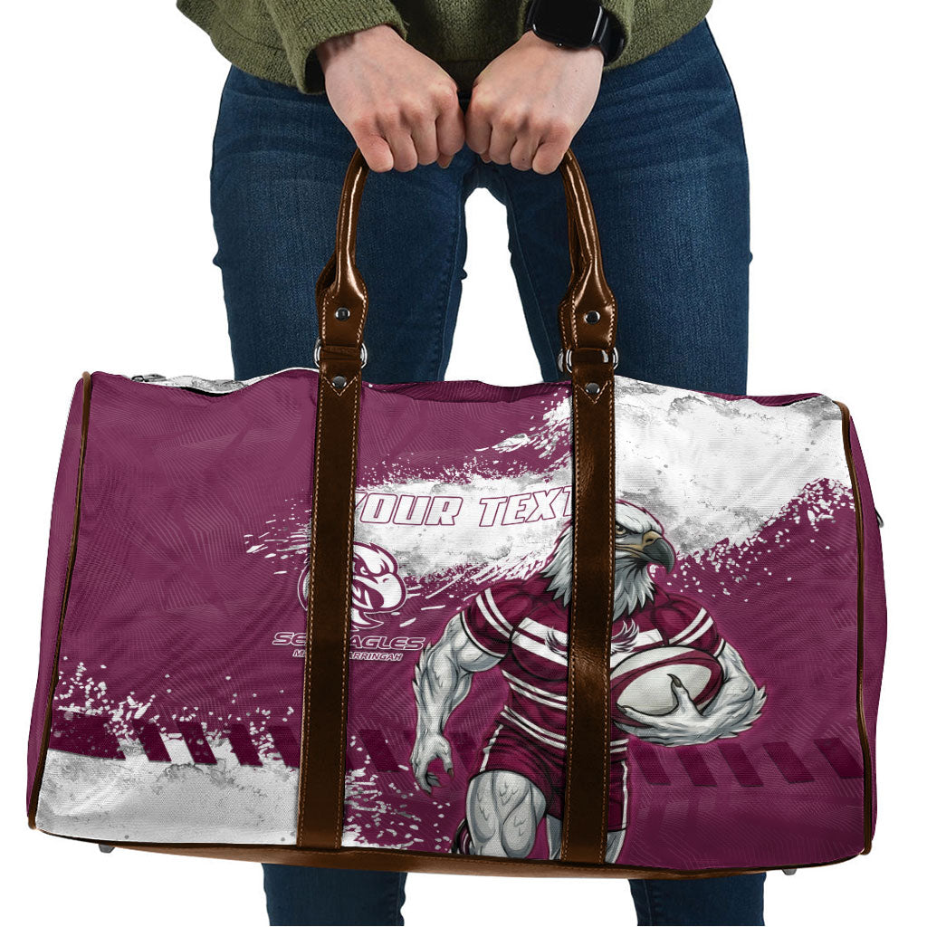 Personalised Manly Warringah Sea Eagles Rugby Travel Bag MAN Mascot - Sporty Splash Art Style