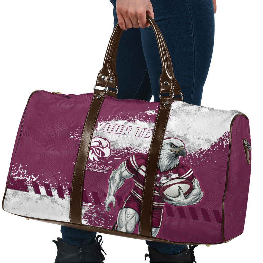 Personalised Manly Warringah Sea Eagles Rugby Travel Bag MAN Mascot - Sporty Splash Art Style