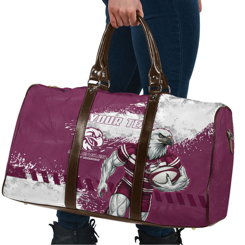 Personalised Manly Warringah Sea Eagles Rugby Travel Bag MAN Mascot - Sporty Splash Art Style