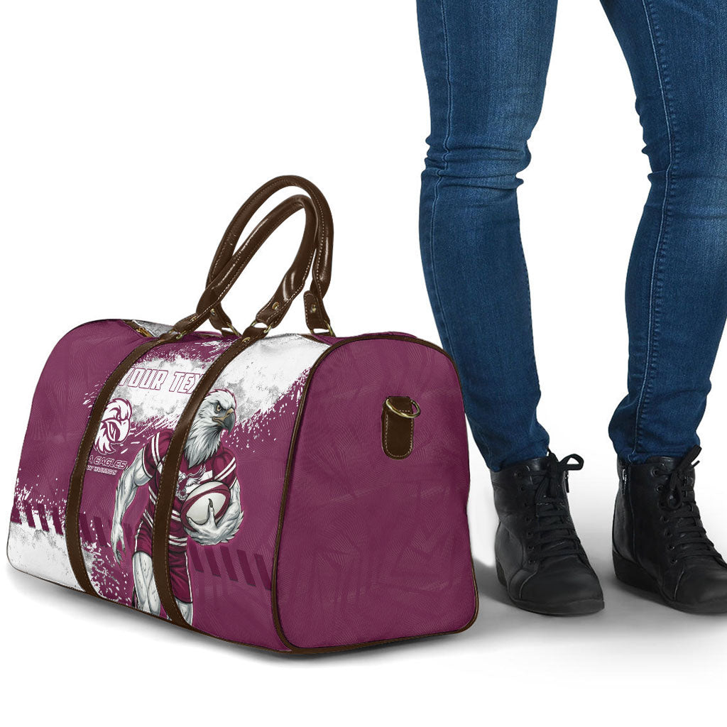 Personalised Manly Warringah Sea Eagles Rugby Travel Bag MAN Mascot - Sporty Splash Art Style