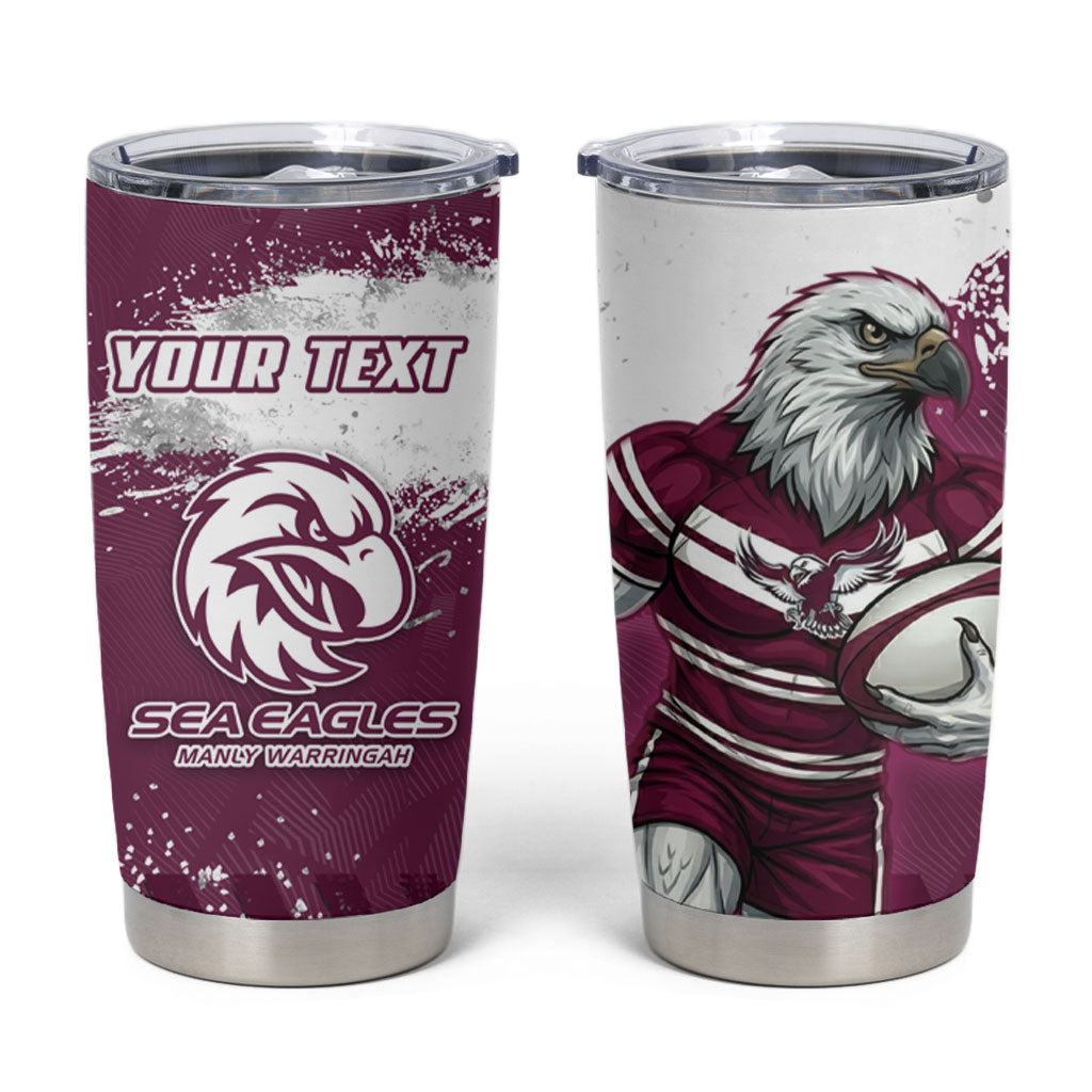 Personalised Manly Warringah Sea Eagles Rugby Tumbler Cup MAN Mascot - Sporty Splash Art Style