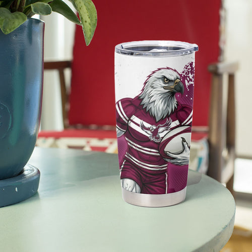 Personalised Manly Warringah Sea Eagles Rugby Tumbler Cup MAN Mascot - Sporty Splash Art Style