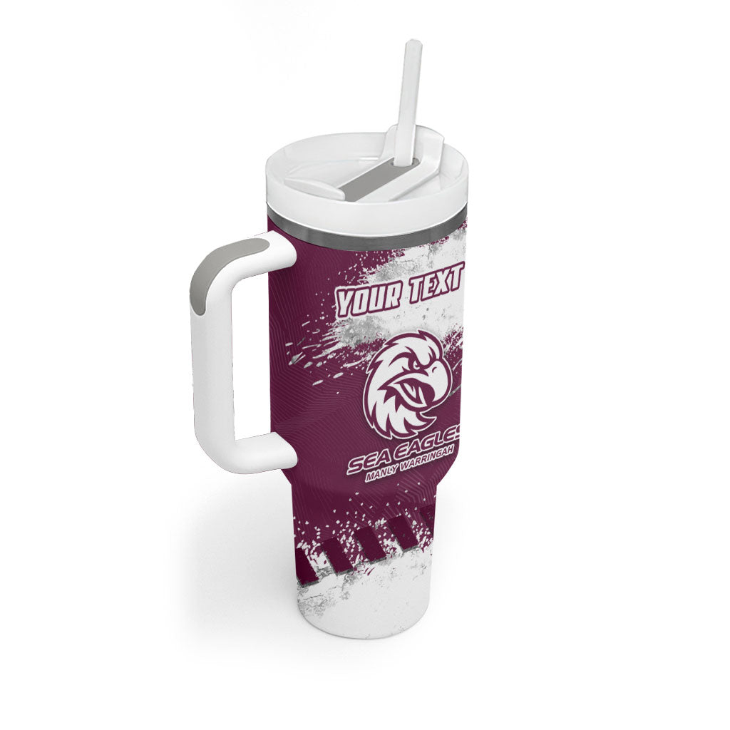 Personalised Manly Warringah Sea Eagles Rugby Tumbler With Handle MAN Mascot - Sporty Splash Art Style