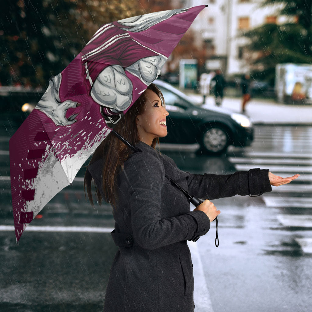 Personalised Manly Warringah Sea Eagles Rugby Umbrella MAN Mascot - Sporty Splash Art Style
