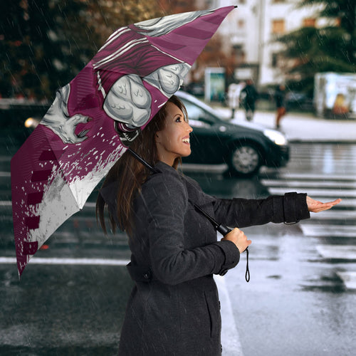 Personalised Manly Warringah Sea Eagles Rugby Umbrella MAN Mascot - Sporty Splash Art Style