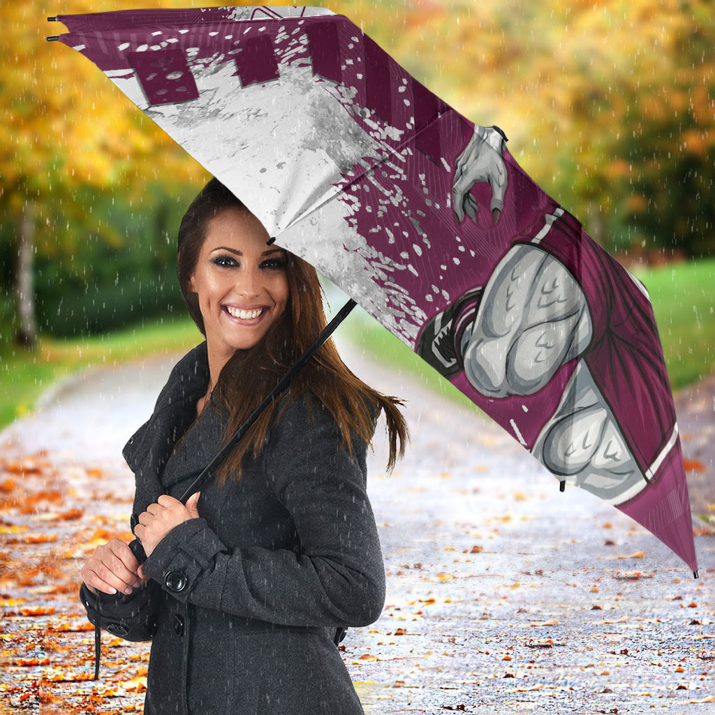 Personalised Manly Warringah Sea Eagles Rugby Umbrella MAN Mascot - Sporty Splash Art Style