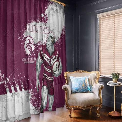 Personalised Manly Warringah Sea Eagles Rugby Window Curtain MAN Mascot - Sporty Splash Art Style