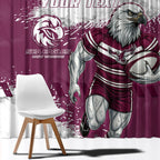 Personalised Manly Warringah Sea Eagles Rugby Window Curtain MAN Mascot - Sporty Splash Art Style