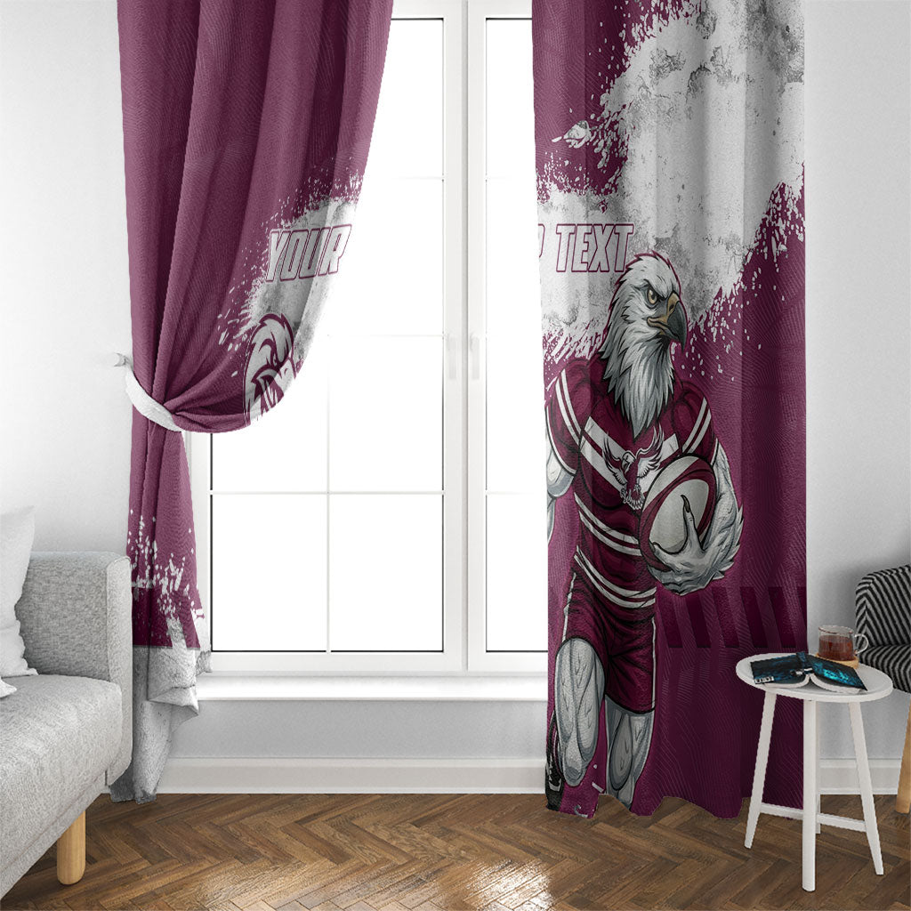 Personalised Manly Warringah Sea Eagles Rugby Window Curtain MAN Mascot - Sporty Splash Art Style
