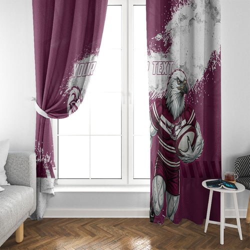 Personalised Manly Warringah Sea Eagles Rugby Window Curtain MAN Mascot - Sporty Splash Art Style